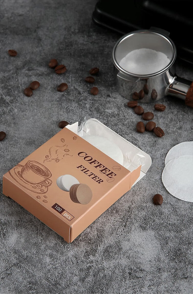YIJUKE [100 Pieces] 60mm Moka Pot Filter Paper No. 6 Italian Coffee Maker Handle Powder Bowl Round Filter Paper 8