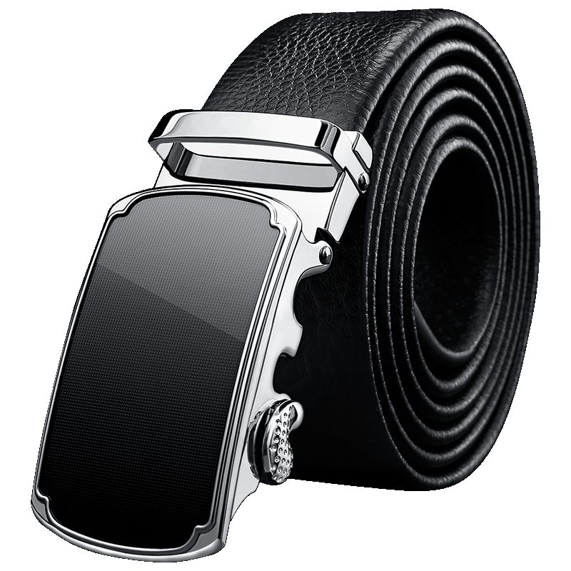 Cattlesboss Belt, Extended Men's Automatic Buckle, Cowhide Waistband, Men's Top-Layer Cowhide Casual Trouser Belt, 7077 Black, 140cm