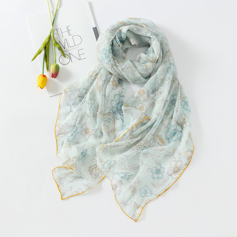 Hangsifu Silk Scarf, Neck Warmer Shawl, Pearl Yarn Neck Wrap, Practical Birthday Gift for Mom, Mid-Autumn Festival Present