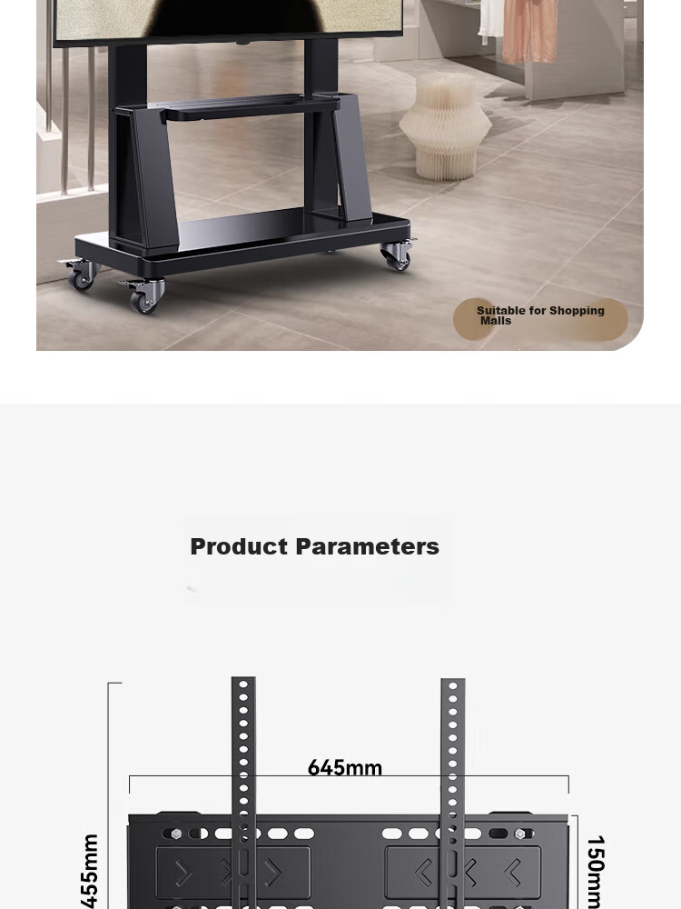 Junao TV Mobile Stand for 32-70 Inch TVs, Floor-Standing Mobile TV Cart, Universal TV Mount for Video Conferencing All-In Display And TV 21