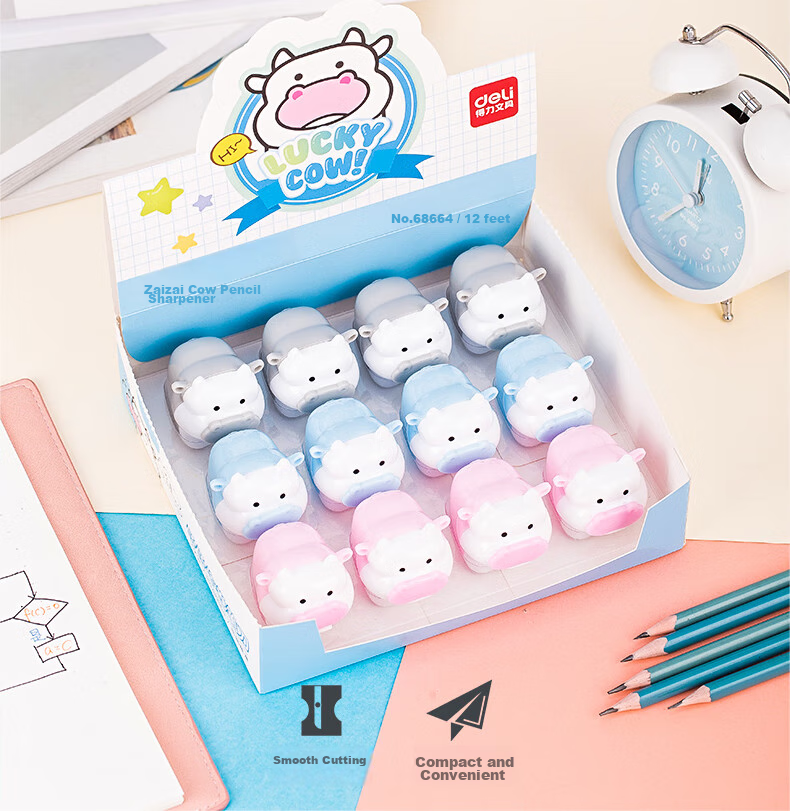 Deli 12-Pack Cartoon Pencil Sharpener for Students, Sealed Door Design, Rotating Blade, Exam Stationery, Children's Birthday And Graduation Gift for Boys And Girls 2