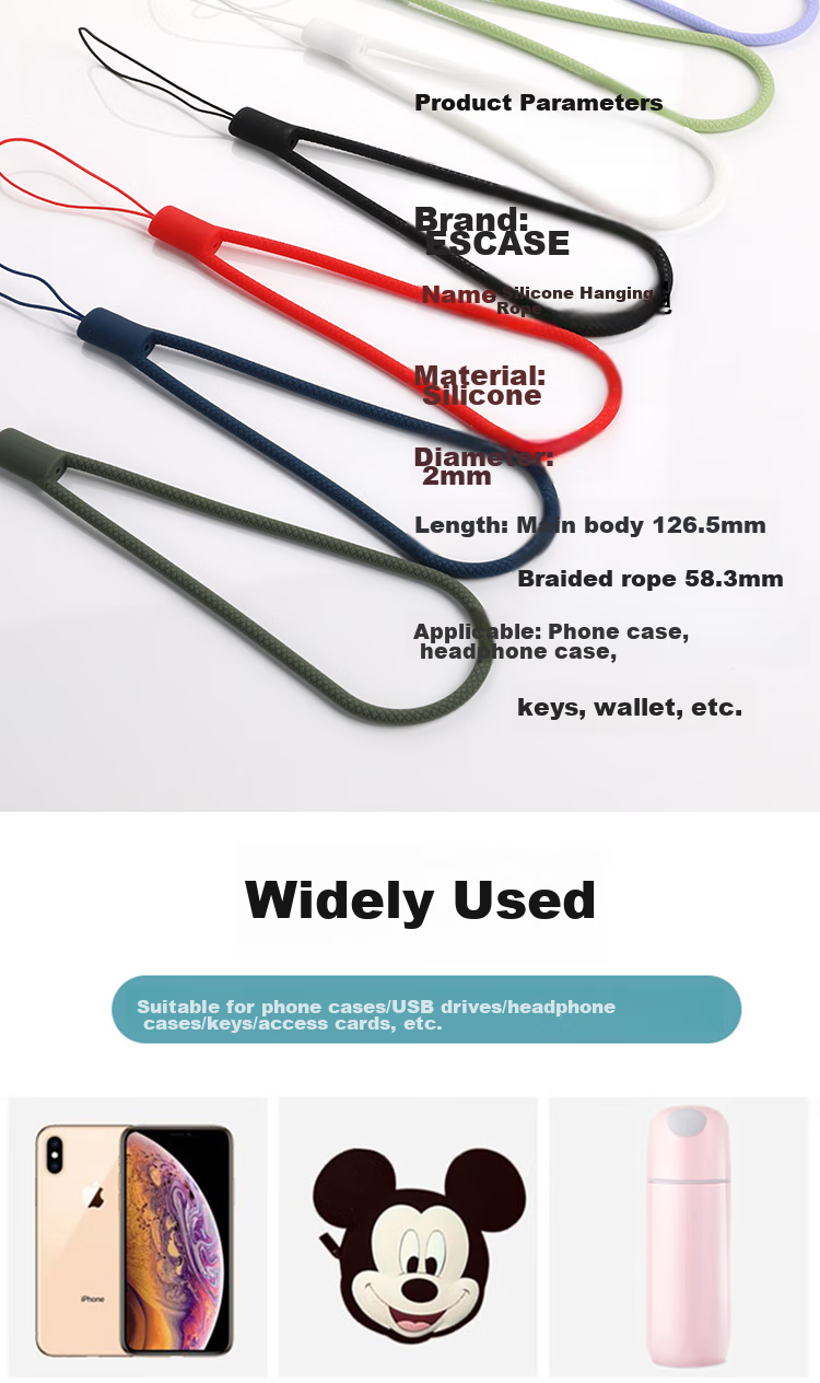 ESCASE Phone Lanyard, Camera Silicone Wrist Strap, Wallet USB Drive Key ID Pendant, Apple IPhone 16 Huawei Mate 70 Pro+ Phone Soft Style ES-XS4 Light Blue 6