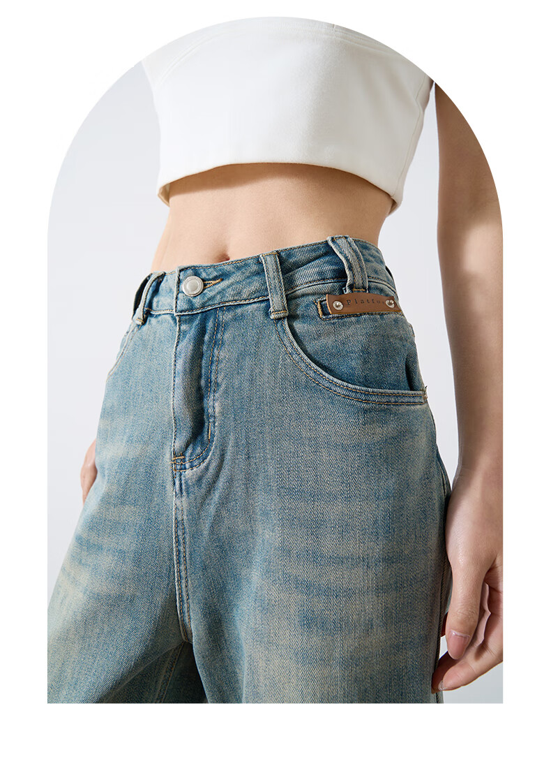 Oulain Casual Versatile Jeans for Women, Autumn Comfortable Retro Cropped Dad Pants, Denim Blue, XL 1