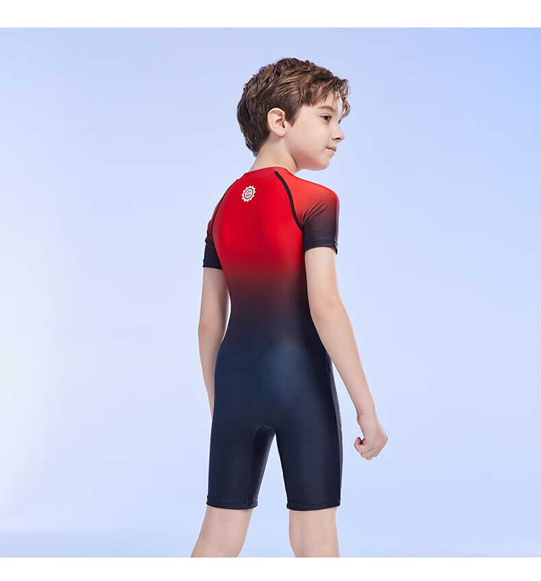 ZOKE Children's Swimsuit, Boys' One-Piece Square-Leg Swimwear Set, Two Pieces JD23503544, Black And Red with Chinese Dragon Design, Size 14 11