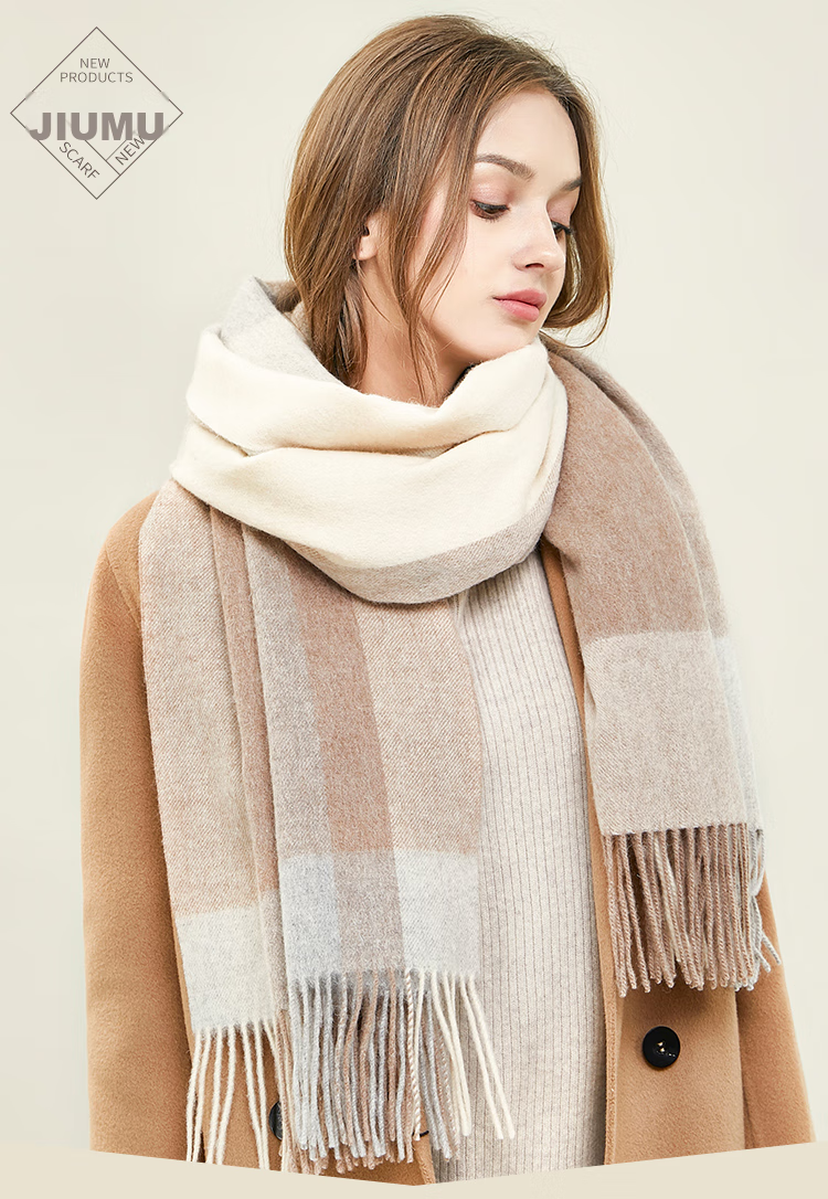 JIUMU Pure Wool Scarf for Women, Autumn And Winter Neck Warmer, Ladies' Warm Shawl, Gift for Women on Mid-Autumn Festival Or Birthday, Gift Box Packaging 1