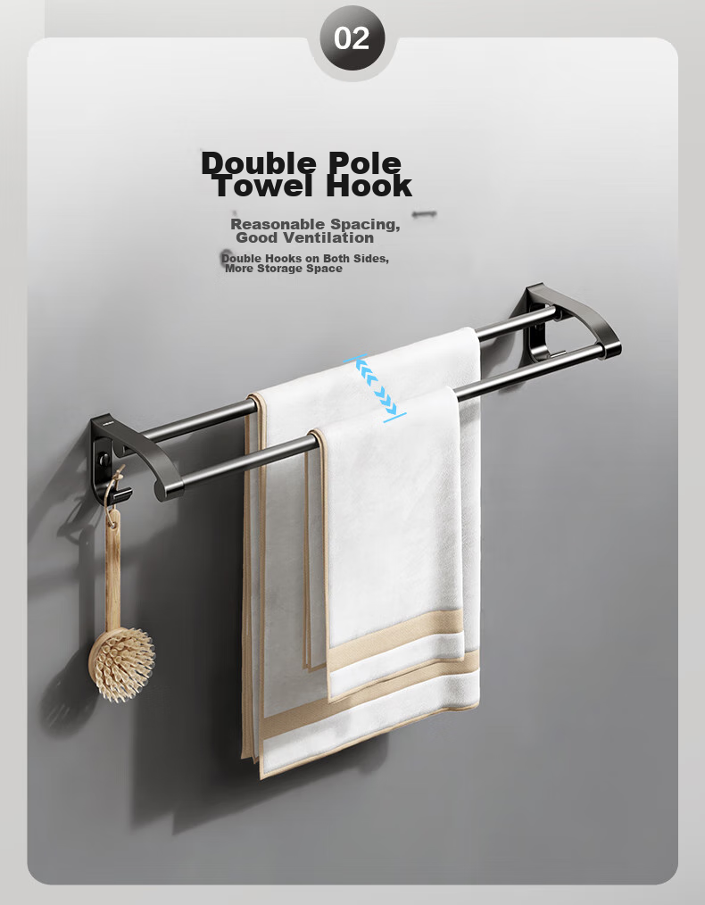 HEGII Coat Hooks, Bathroom Storage Rack, No Drilling Required Towel And Coat Hooks HMP921-08 6