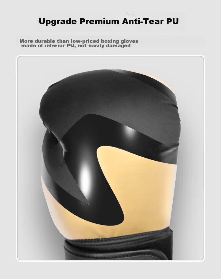 INVUI Boxing Gloves for Adults And Children, Free Fighting Training Gloves for Men And Women, Combat Competition Boxing Gloves, Black Gold 10oz 5