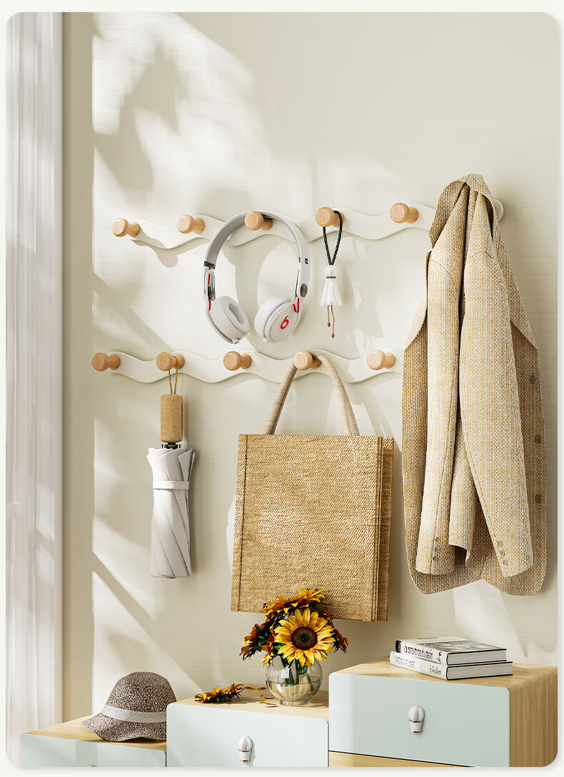 Bahainiao Door Hook Hanger, No Drilling Required, Clothes Hanger for Over The Door, Storage Rack, Row-Linked Hooks, Strong Load-Bearing Capacity 10