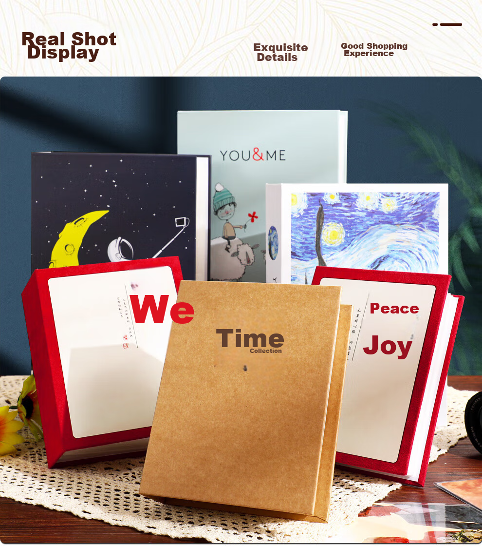 Longe 6-Inch Photo Album, Insert-Style Album, Laminated, Large Capacity, Children's Growth Record, Couple's Promise Record Album, Shiguangji Paper Cover 100 Cards - Vertical Photo Book 10