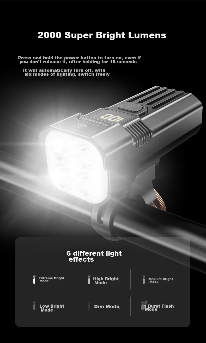 FOREVER Bicycle Front Light, Mountain Bike Equipment Accessory, High-Intensity Mini Flashlight, Bright Outdoor Night Riding Light 5