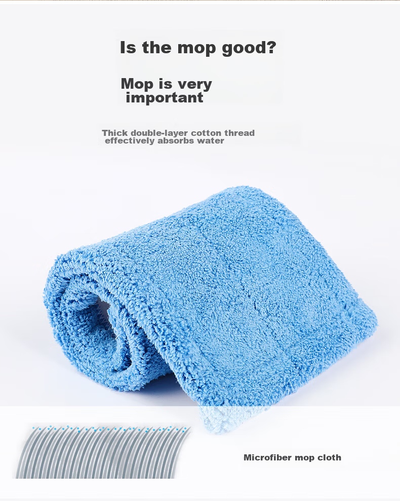 EAST Flat Mop, 45cm Aluminum Alloy Handle, 1.35m Total Length, 2 Cloths Included, Microfiber, Wet And Dry Use, Lightweight, for Home Use, All-In Cleaning 8