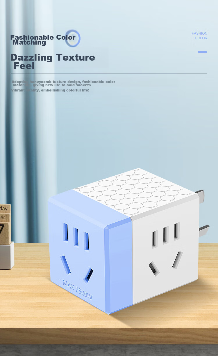 Cici Travel Adapter, 1 to 3 Power Converter/Adapter/Hexagonal Socket/Hexagonal Converter/Wireless Socket, 3-Prong Wireless Hexagon Q02 White 4