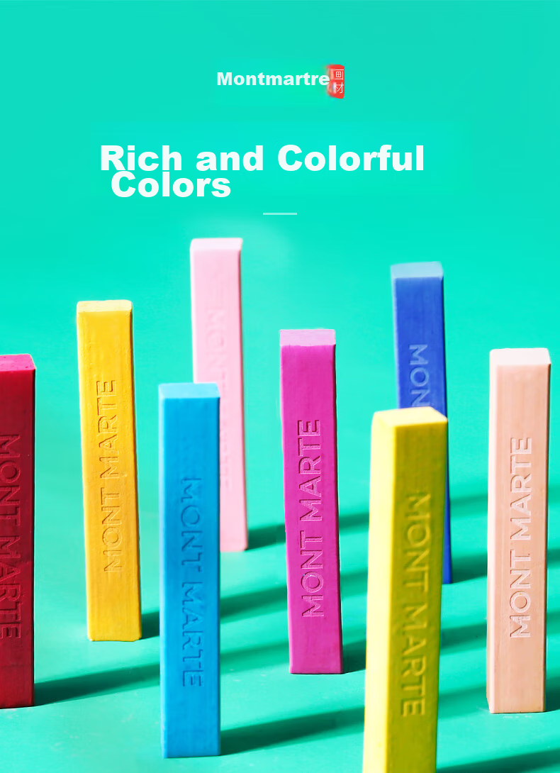 Mont Marte Colored Chalk, Drawing Sticks, Colored Chalk for Hand-Drawn Blackboard Reports, 24 Colors, MMPT0017, Sketch Markers for Drawing 3