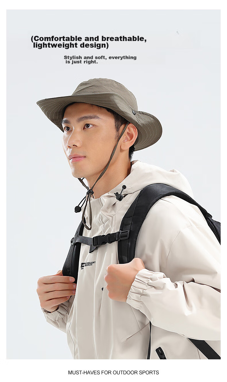 Pike Fishing Hat for Men And Women, Summer Lightweight Large Size Sun Protection Face-Covering Wide Brim Hat, Dark Gray 5