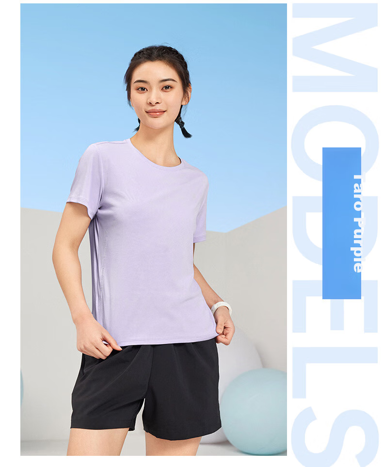 QIAODAN Women's Short-Sleeve T-Shirt, Summer Breathable Quick-Dry Round Neck Sports Running T-Shirt Top for Wome 14