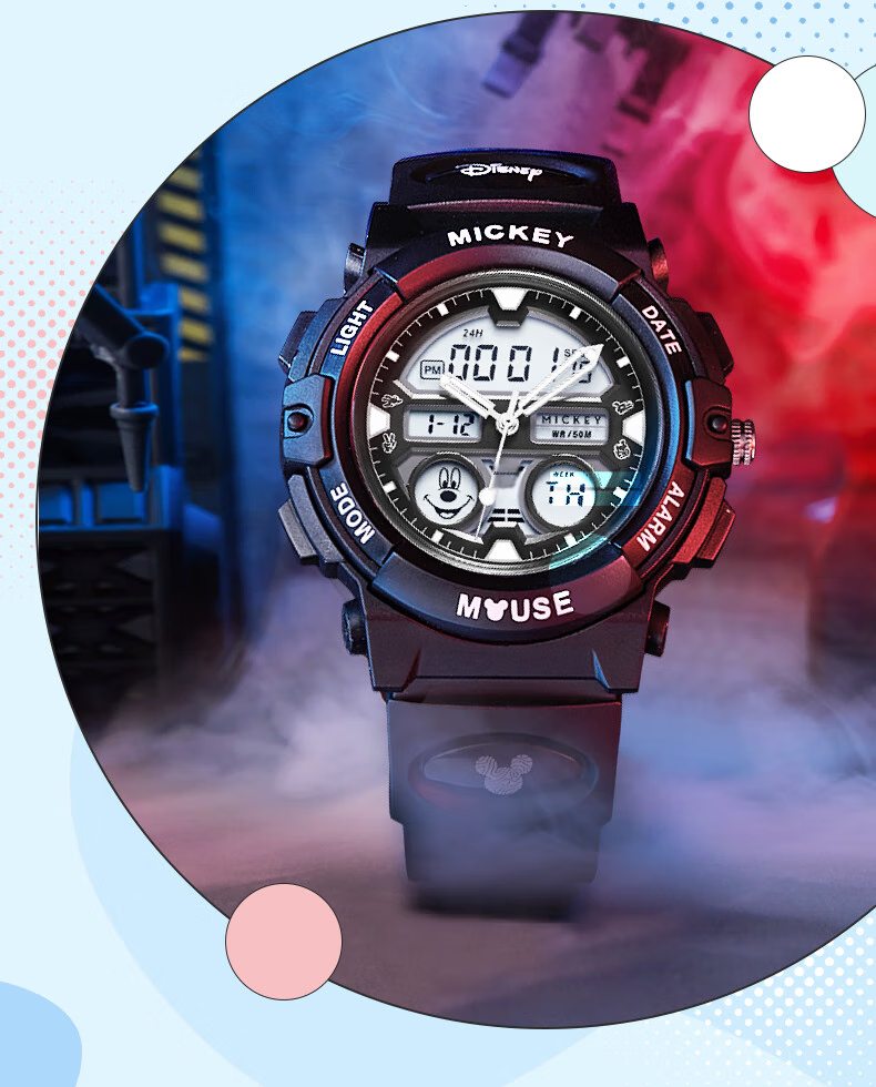 Disney Mickey Mouse Collaboration Exam-Specific Waterproof Sports Watch for Middle And High School Students, Children's Electronic Watch Only for Time Measurement 16