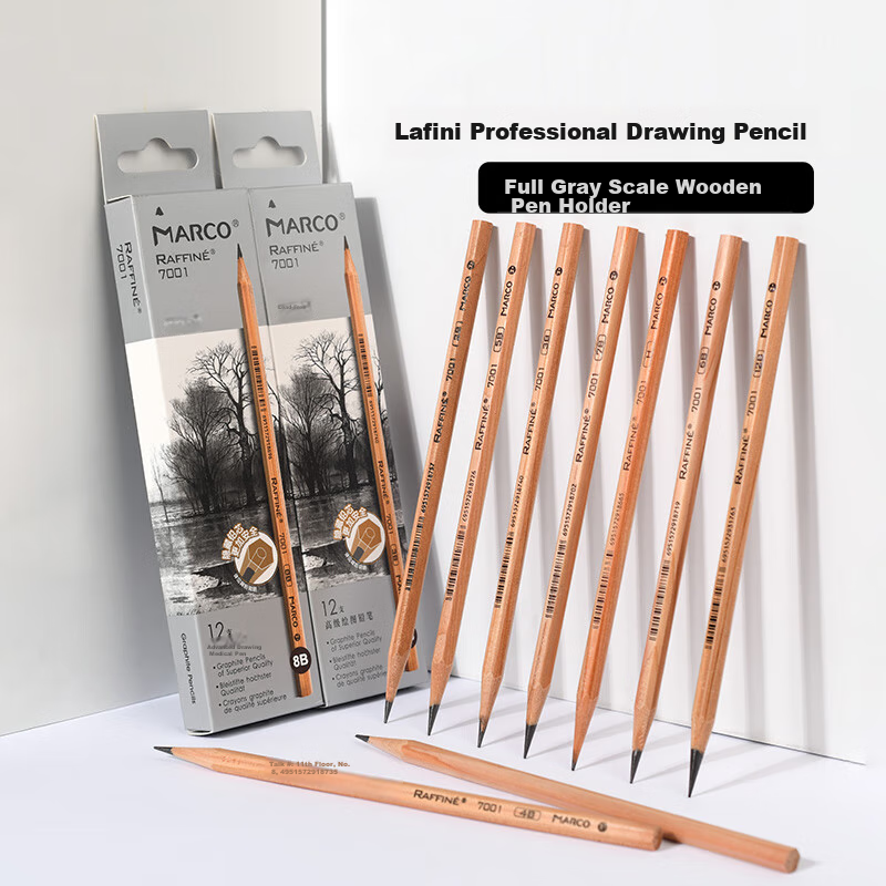 [Lowest Price Online] MARCO (MARCO) Pencils 12-Pack, Original Wood Professional Art HB Sketch Hexagonal Shaft Drawing Pencil with Paper Box, for Students Beginners Exams Drawing Specialized 7001-HB Sketching Markers for Painting