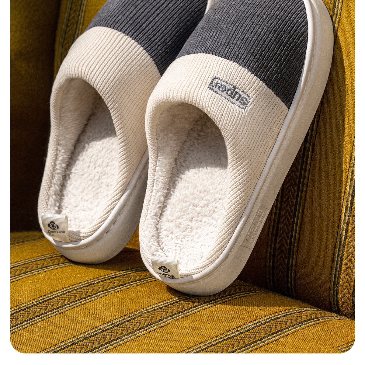 Grace Cotton Slippers for Men, Autumn And Winter Indoor Non-Slip Odor-Resistant Warm Thick-Soled Squishy Feeling Home Slippers for Men in Winter 18