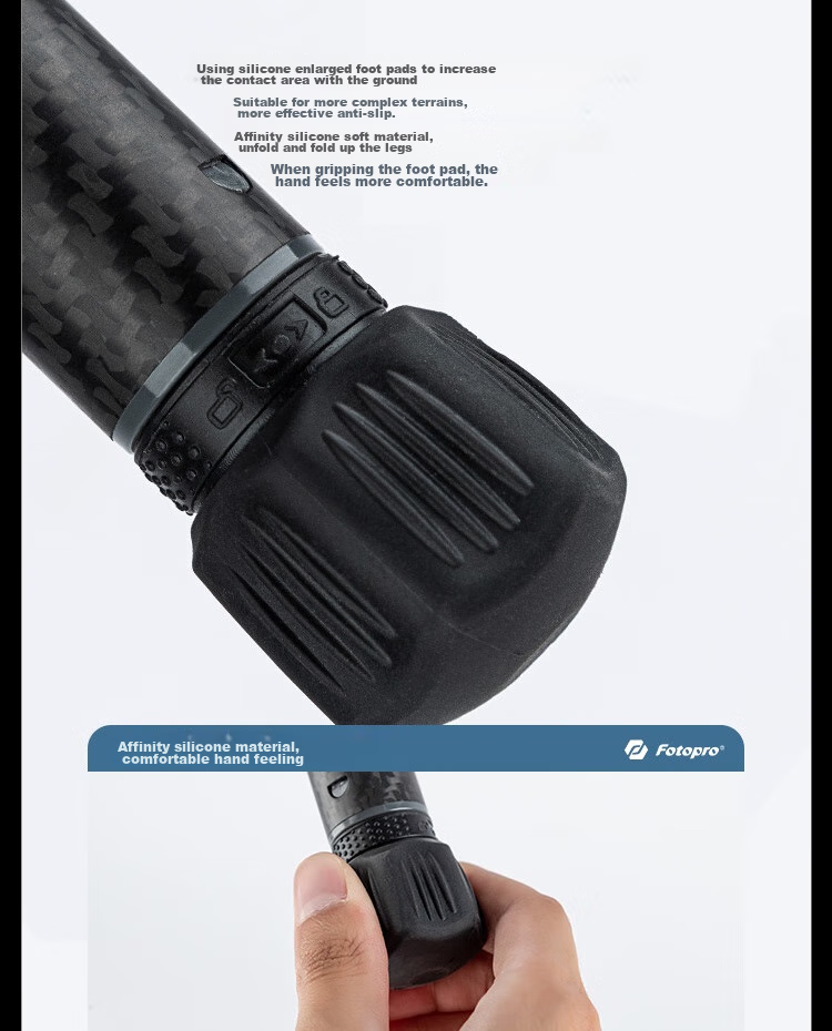 Fotopro Air Three Dual Panoramic Carbon Fiber Camera Tripod for Mirrorless And DSLR Photography And Videography, Deep Blue, Weight/0.9KG, Phone Clamp 22