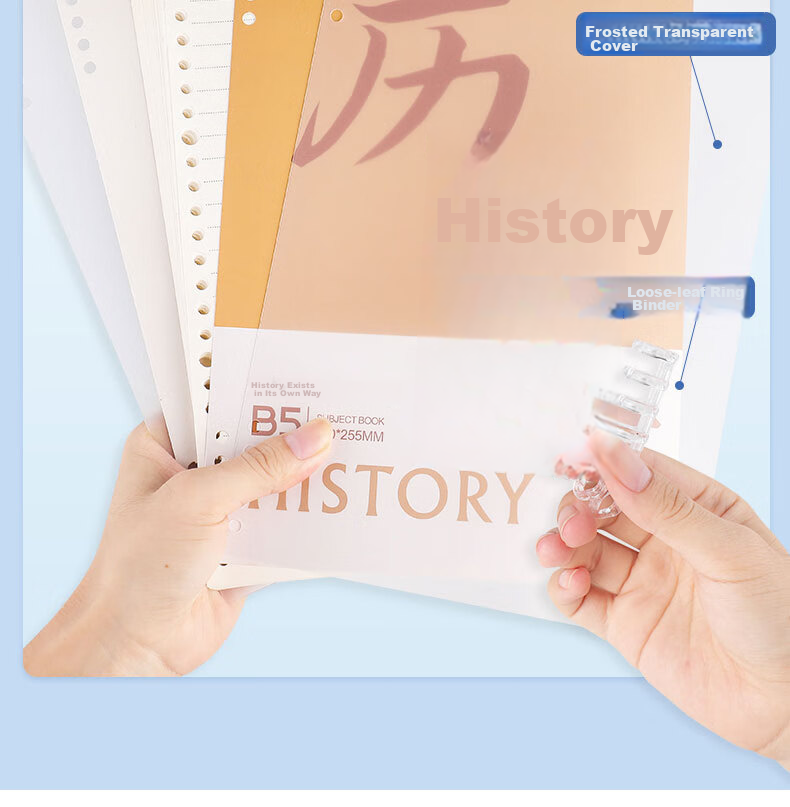 DiLe Comfortable Loose-Leaf Notebook with Detachable Rings, Spiral-Bound Draft Book B5 Blank Notebook for Middle And High School Students, 60 Sheets Per Book KB5-7026 Lucky Panda 4-Pack 7