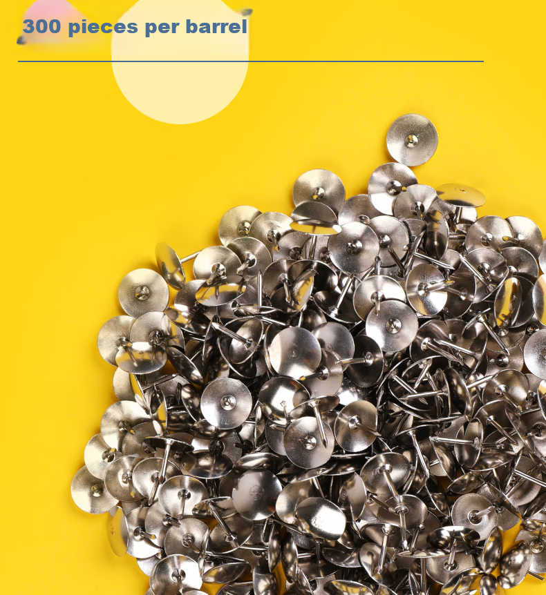 DiLe Premium Series Metal Pushpins, Round Drawing Pins, Cork Board Tacks, Large Head Nails, Wall Nails, Office Supplies, Pushpins 300 Pieces/tube 2220 3
