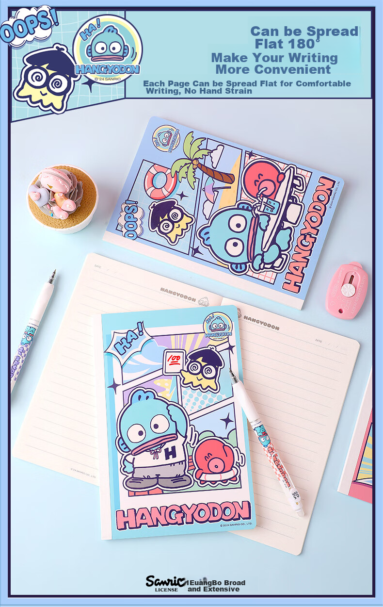GuangBo X Sanrio Clown Fish Series Backpack Notebook A5/40 Sheets, Student Writing Notebook with Ruled Lines, Purple KT81318 6