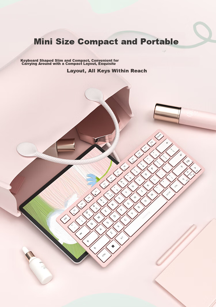CHERRY KW7100 MINI Compact And Slim, Business Office Home Use, Portable Keyboard, Bluetooth Quiet Keyboard with Three-Port Connection, Membrane Keyboard Panel in Rock Blue 2