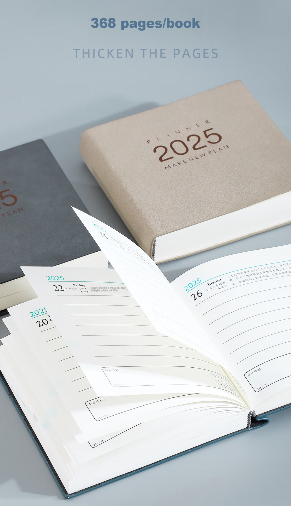 Longe 2026 Square Daily Planner, Leather Cover Efficiency Handbook, Small Portable Calendar Notebook, Study Planner, Time Management Organizer, Customizable 6