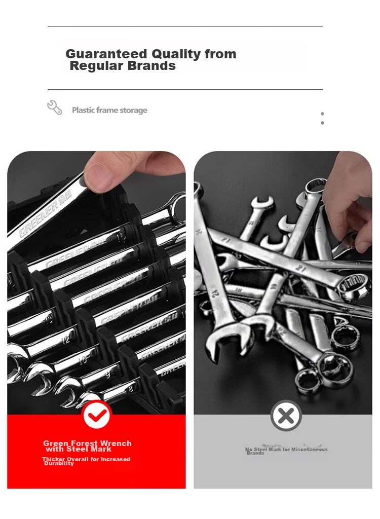 GREENER Wrench Set, Open-End And Box-End Combination, 10-Piece Set, 8mm-24mm, for Home Use, Fixed Spanners, Car Repair 4