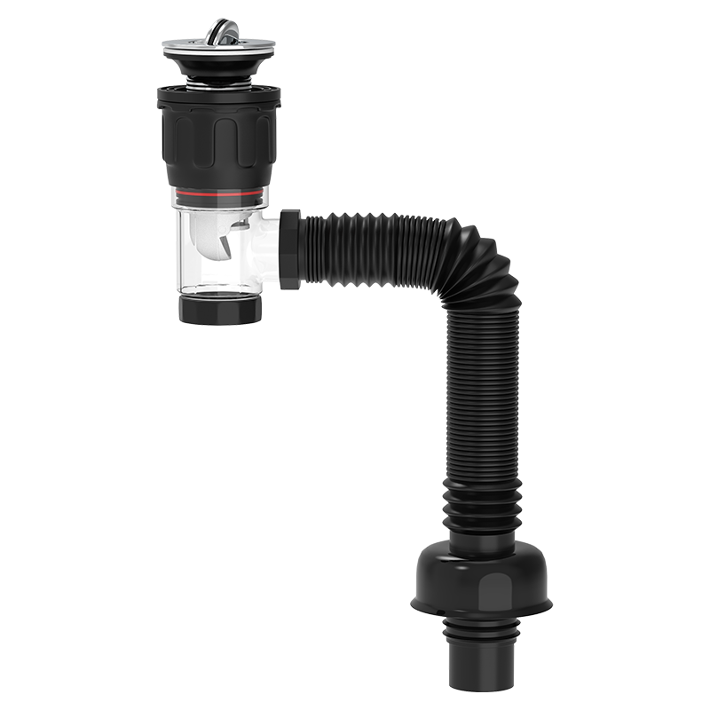 KEGOO Sink Drain Pipe, Washbasin Flip-Down Drain Kit, Horizontal Drainage System for Washbasins, Anti-Insect And Odor Prevention K5042