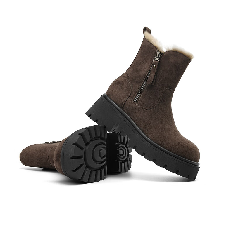 Daphne Women's Snow Boots Fleece Lined Thickened Northeast Cotton Shoes Thick Sole Ankle Boots Brown 37 4023608073 12