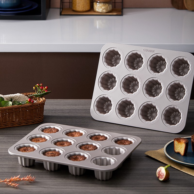 Xuechu 12-Cavity Luli Butter Cake Mold, Plum Blossom-Shaped Mini Cake, Mushroom Bread, Pudding, Madeleine Baking Tray
