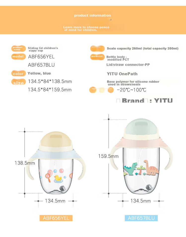 LOCK&LOCK Sliding Lid Children's Straw Cup with Handle, Baby Sippy Cup, Kindergarten School Water Bottle, 350ML Blue 9