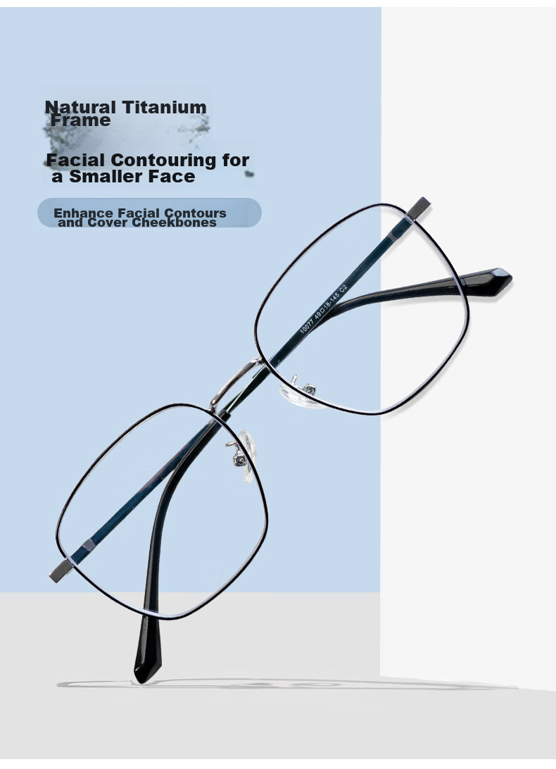 VGO Anti-Blue Light And Radiation Protection Glasses for Men And Women, Titanium Frame Non-Prescription Glasses for Online Classes, Protective Eyewear for Myopia, Frame 10077 Black Silver 2
