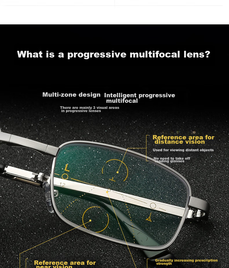 Boshide Reading Glasses, Foldable Reading Glasses, Progressive Multi-Focal Anti-Blue Light, Foldable Full-Frame [Silver] 100 Degrees 2