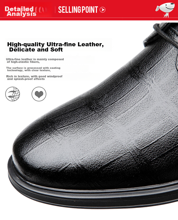 EGCHI Men's Leather Shoes, Business Formal Shoes, British Fashion Lace-Up Soft Leather Breathable Round Toe Shoes J3669 Black Size 38 8