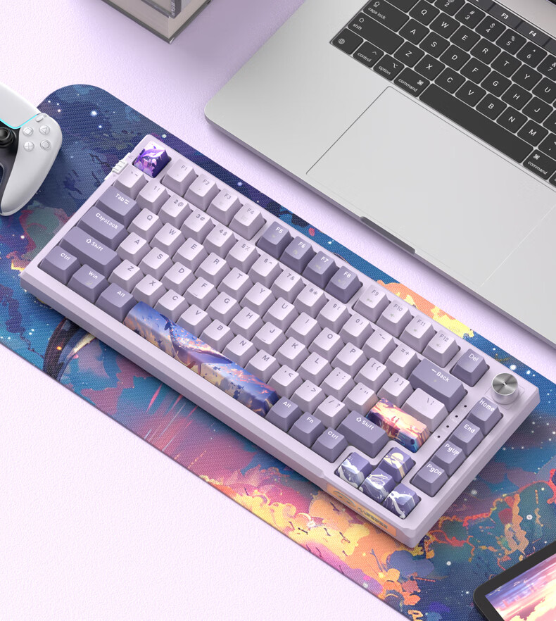 MageGee SKY 81 Gaming Mechanical Keyboard, Wireless Bluetooth Wired Keyboard, 81-Key Tri-Mode Keyboard, GASKET Customizable Keyboard, Hot-Swappable, Pink Black Blue Whale Switches 5