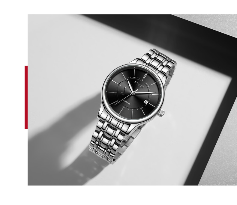 FIYTA Classic Series Calendar White Dial Steel Strap Automatic Mechanical Men's Business Watch Holiday Gift for Men 12