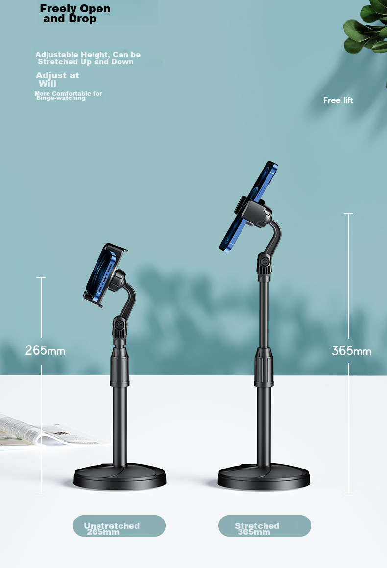 Earlymen EM-131 Mobile Phone Live Streaming Stand, Desktop Selfie Adjustable Extendable Lazy Stand, Office Student Dorm Bedroom Online Class Watch TV Gadget, Universal Phone Holder 13