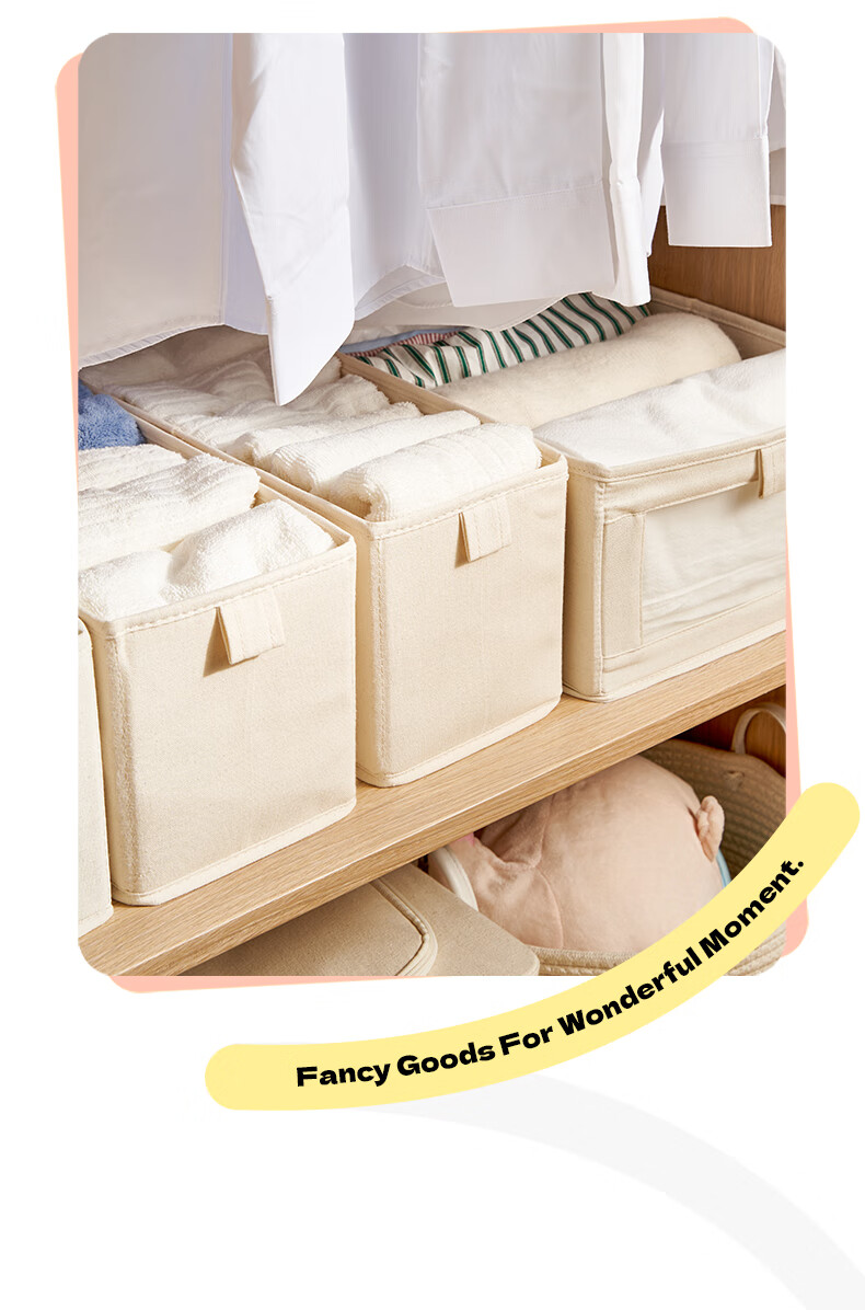 Jicang Fabric Wardrobe Storage Box, Clothes Organizer for Home Use, Layered Storage Container, Large Size 10.2L 12