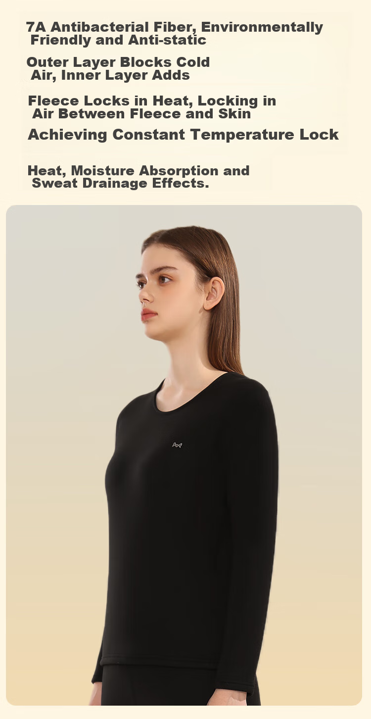 MiiOW Women's Thermal Underwear with Down And Silk Filling, Warm, Thickened, Soft Autumn Top And Bottom, New Starry Sky Black XL 9