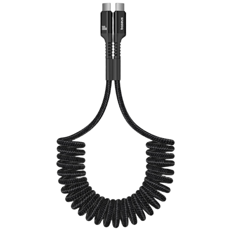 BASEUS Apple 18 Charging Cable, Type-C Data Cable, Carplay Car-Mounted Spring Retractable PD Fast Charging Cable, 100W, Suitable for IPhone 17/16/15 Pro Max Phones