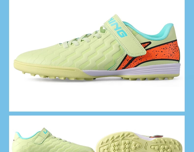 Li-Ning Children's Soccer Shoes TF Turf Cleats for Boys And Girls Aged 6-12, Professional Training And Competition Artificial Grass Football Boots for Older Kids, Size 31 7