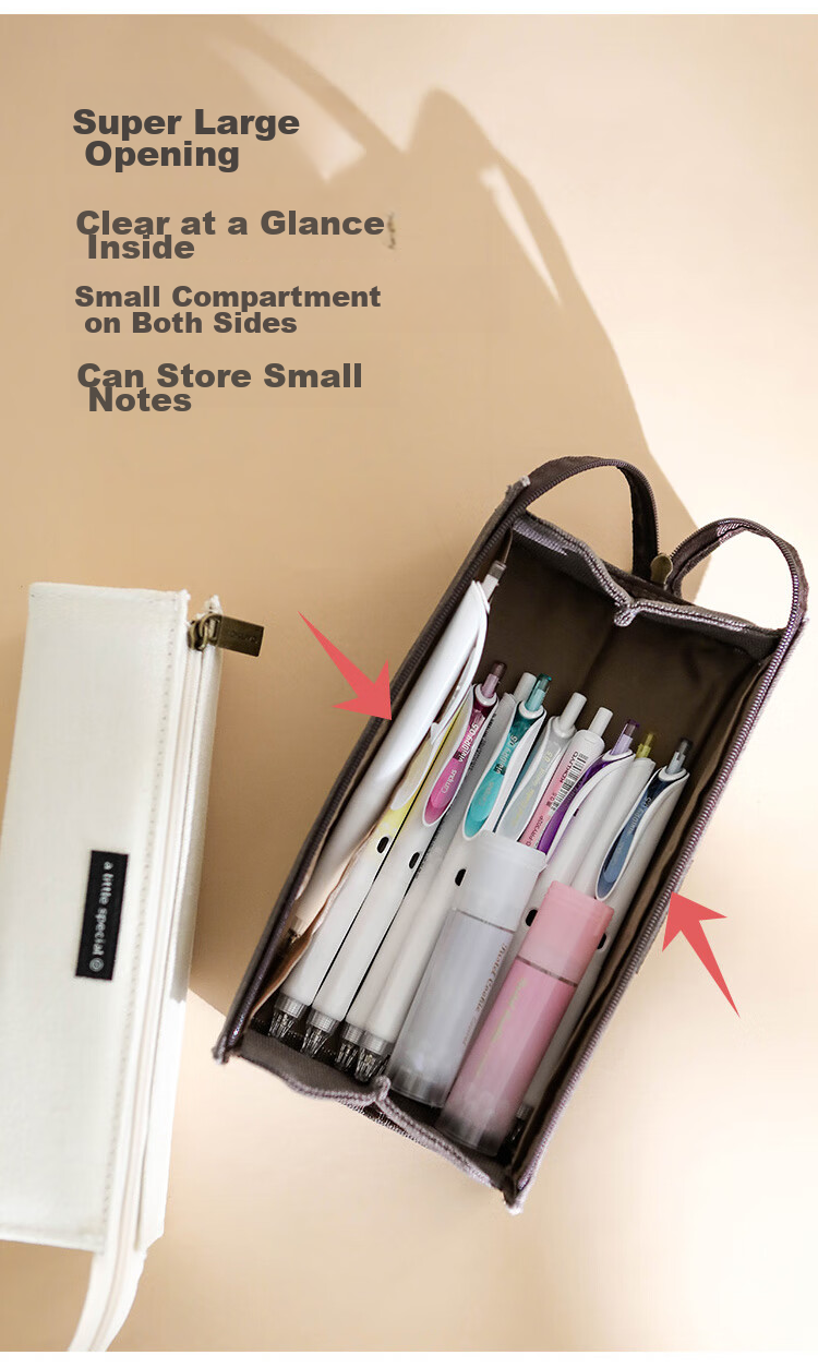 KOKUYO Yimi Xinpun Student Pencil Case Stationery Box, Stand-Up Desktop, Canvas + Polyester, Green, Medium Size, WSG-PCS22G 6