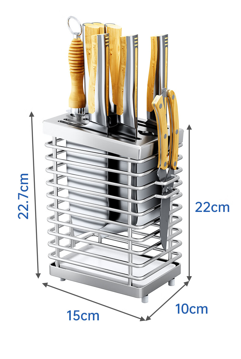 Shuaishi Kitchen Stainless Steel Knife Holder, Cutting Board Storage Rack, Chopsticks And Spoon Organizer, Utensil Storage Shelf, Knife Stand, Countertop Draining Rack 7