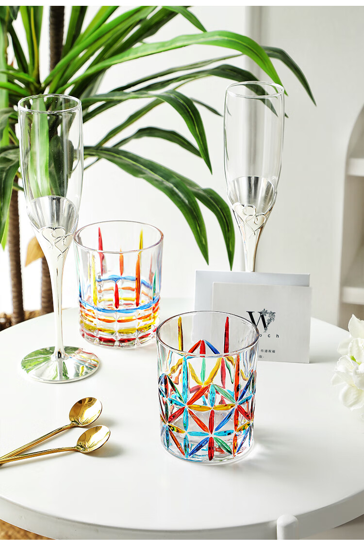 WOOCH High-Value Painted Gemstone Glass Cup Set, Couple Gift Box, Wedding Present, Newlywed Souvenir, Housewarming Gift 16