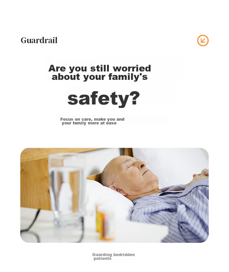 Meiruide Bedside Guardrail for Elderly, Fall Prevention Safety Handrail, No Drilling Required, Foldable 4-Level Barrier 1