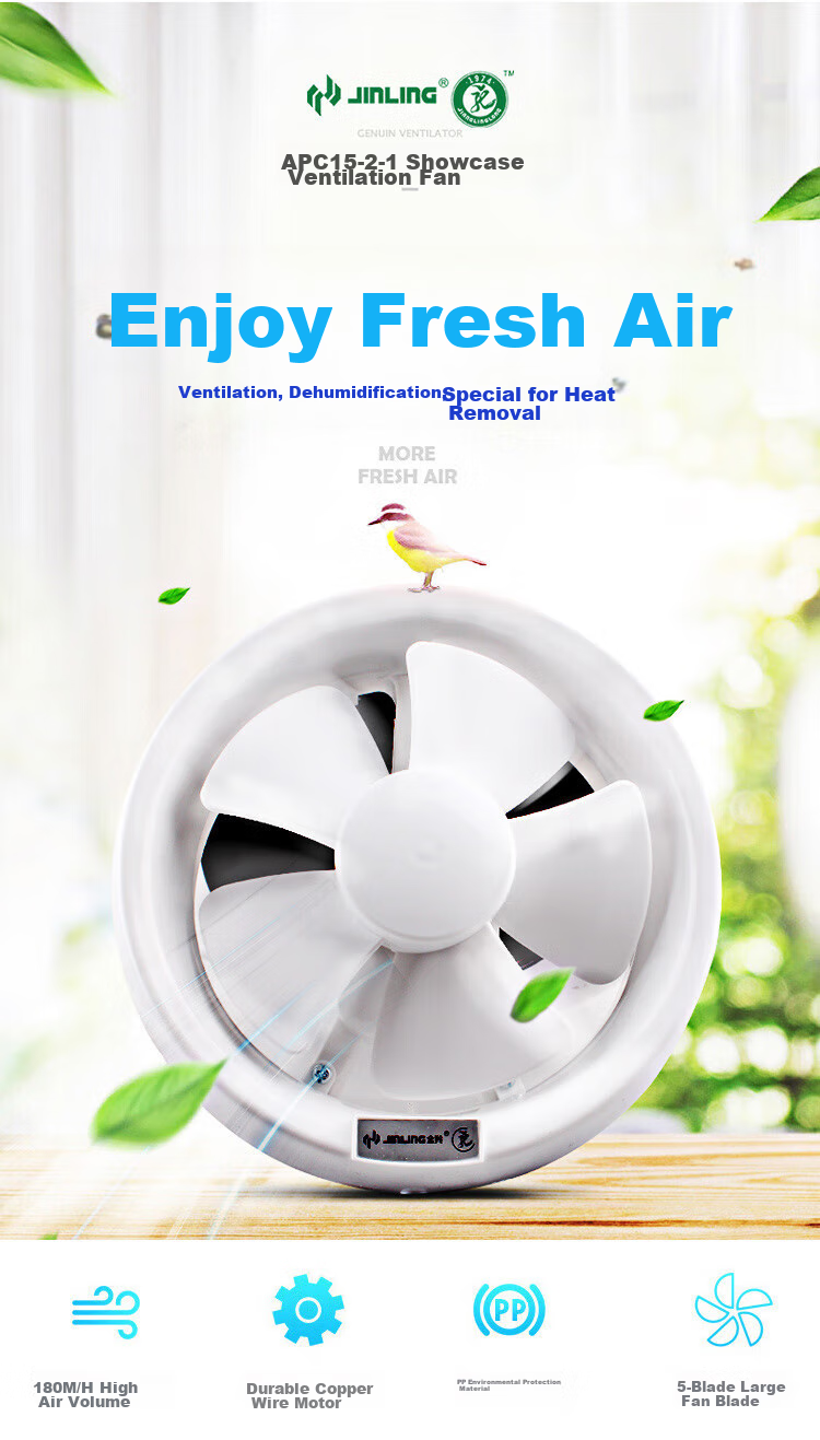 JINLING Window Exhaust Fan, Bathroom Ventilation Fan, Kitchen Powerful Extractor, Low Noise Exhaust Fan, 8-Inch APC20-3 1