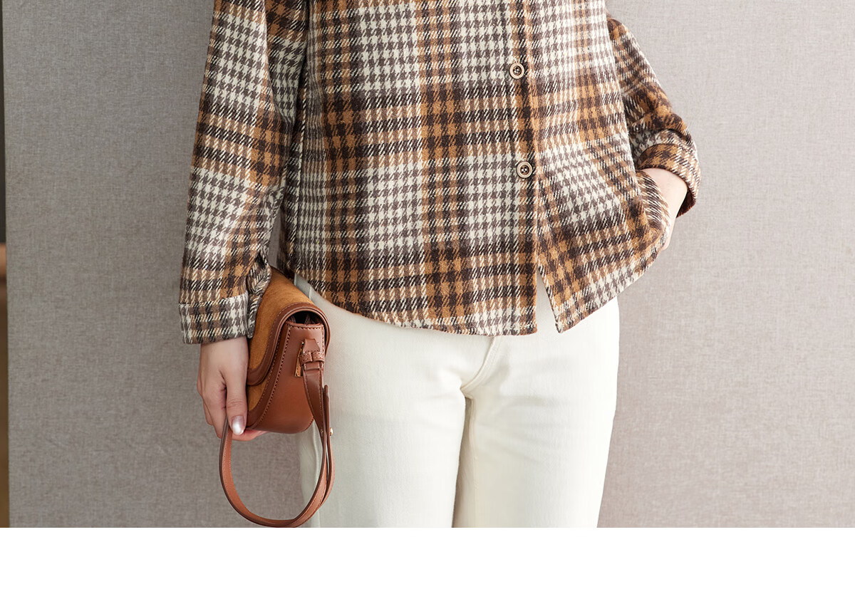 YUZHAOLIN Korean-Style Fashionable Simple Loose Brushed Shirt Versatile Jacket Lapel Plaid Top Women's Blouse Y143C2002 18