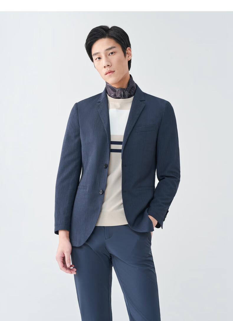 Goldlion [Light And Breathable] Men's Slim Fit Single-Breasted Business Casual Blazer, Gray-Blue -85M1 56A 3
